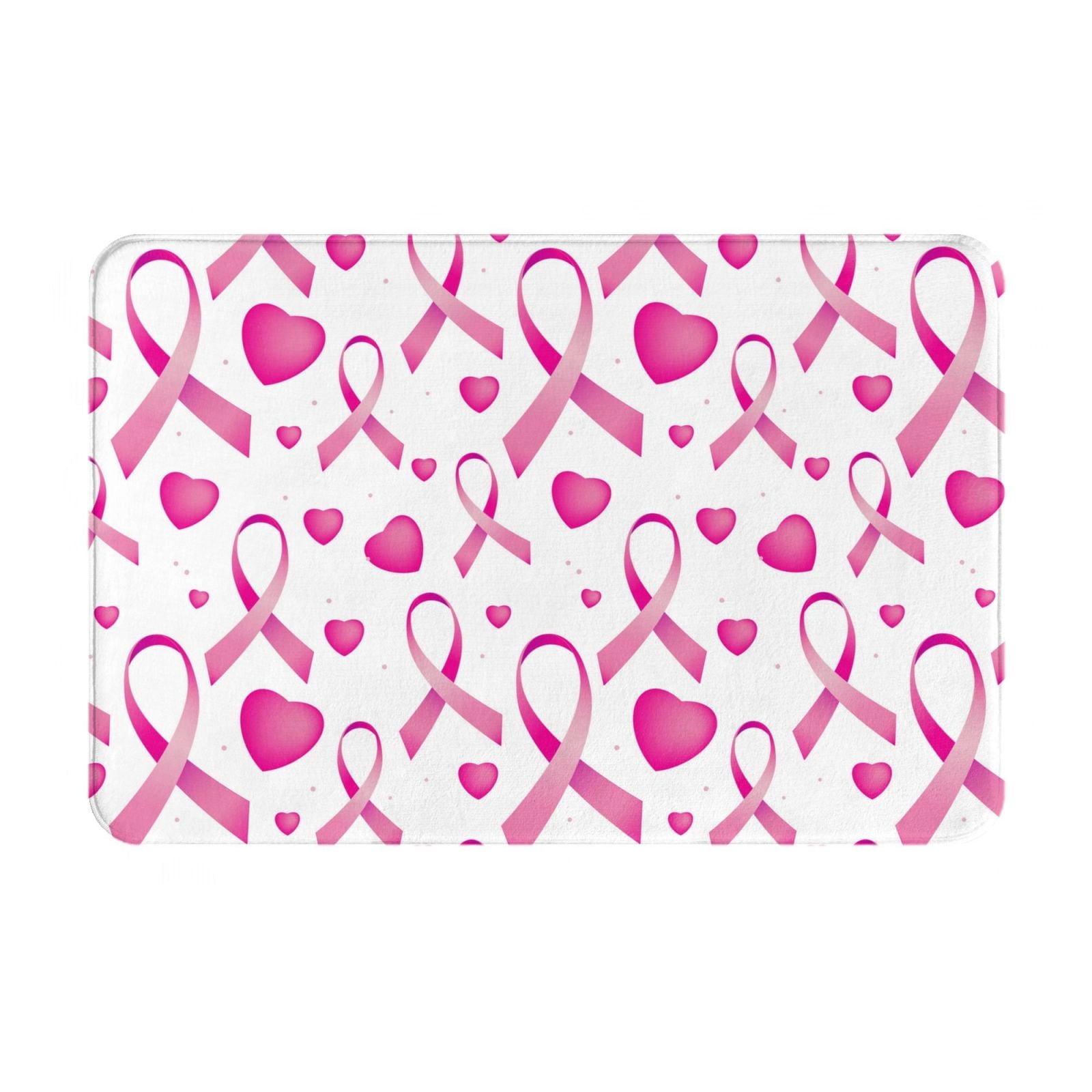Breast Cancer Awareness Pink Ribbon Heart Indoor Door Mat 16