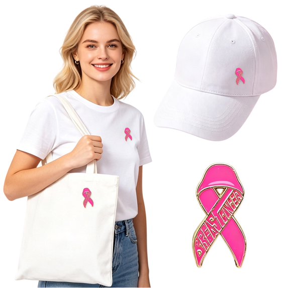 Cancer Awareness Pink Ribbon Lapel Pin Love Faith Strength Hope Brooch for Women