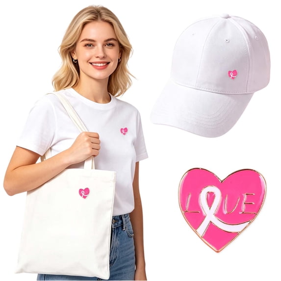 Cancer Awareness Pink Ribbon Lapel Pin Love Faith Strength Hope Brooch for Women