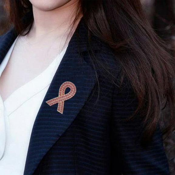Breast Cancer Awareness Pink Ribbon Pin Alloy Brooch Lapel Pin for Women Public Service Accessory Support Gift for Mom Sister Wife Fundraiser Event Awareness Month