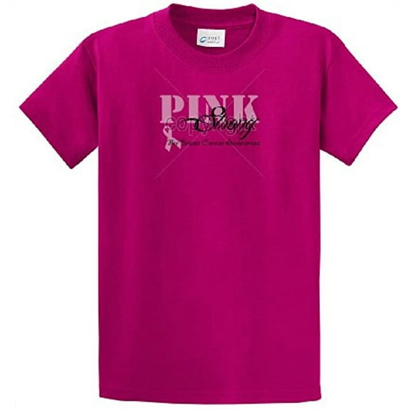 Breast Cancer Awareness Pink Ribbon Strong For Cancer Cause Cure Life Unisex Adult Short Sleeve T-shirt-White-XL