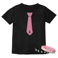 thumbnail image 1 of Breast Cancer Awareness Pink Ribbon Tie Kids T-Shirt and Two Support Bracelets Kids Shirt+2 bracelets Black Small, 1 of 6