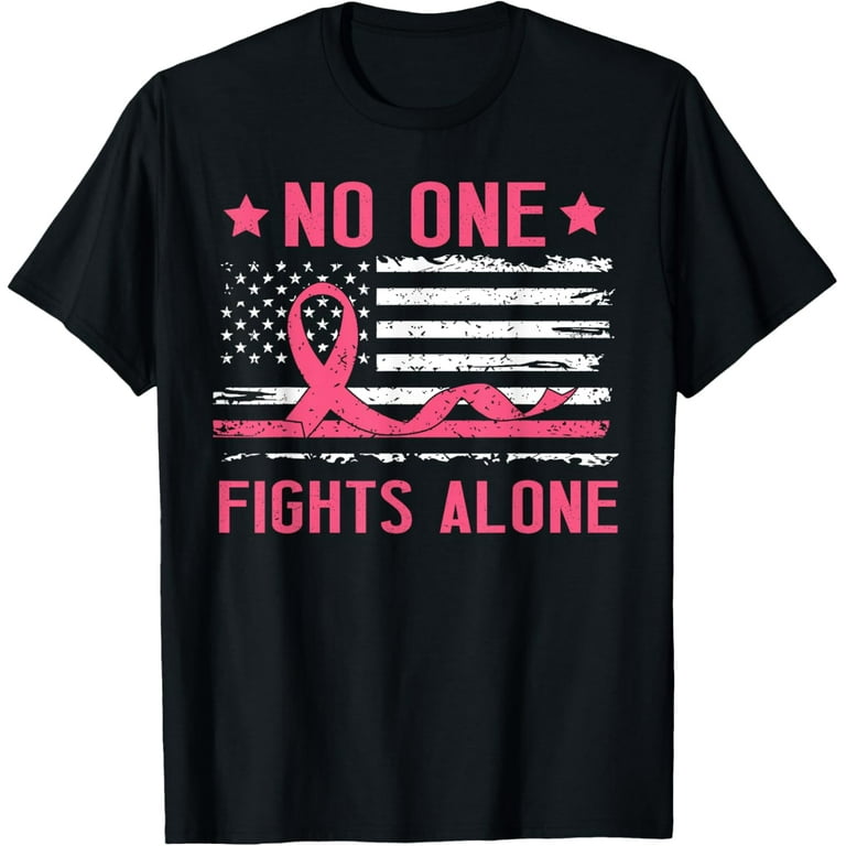 Breast Cancer Awareness Pink Ribbon USA American Flag Men T-Shirt