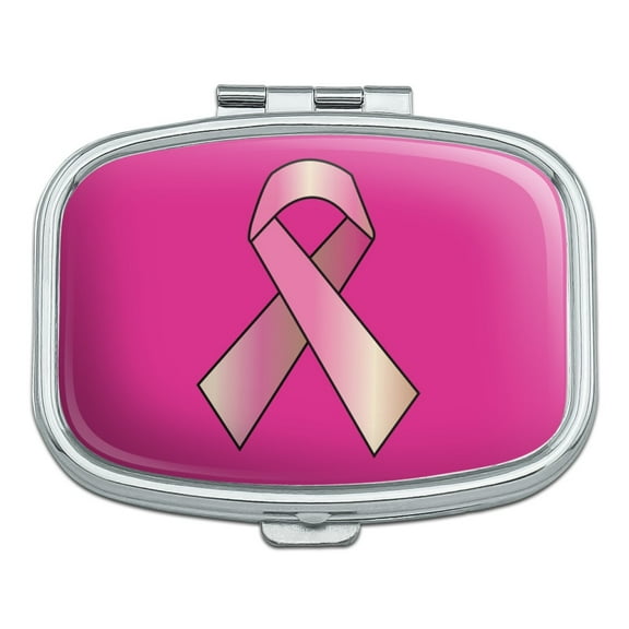 Breast Cancer Awareness Pink Support Ribbon Rectangle Pill Case Trinket Gift Box