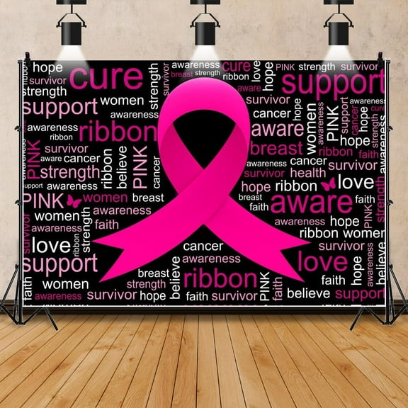 Breast Cancer Awareness Pretty Backdrop Pink Ribbon October Breast Cancer Awareness Month Backdrop Hope Strength Girl Woman Charity Activity Banner Photography Background Studio Props
