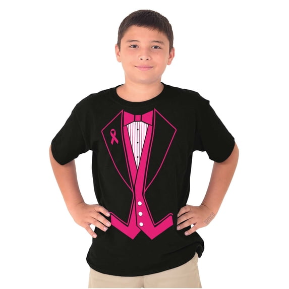 Breast Cancer Awareness Print Tuxedo Boys Kids T Shirt Tees Tops Teen Brisco Brands M