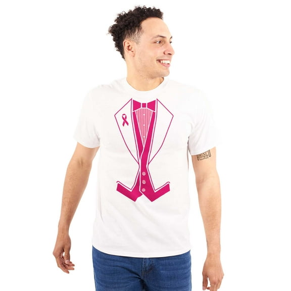 Breast Cancer Awareness Print Tuxedo Men's Graphic T Shirt Tees Brisco Brands S