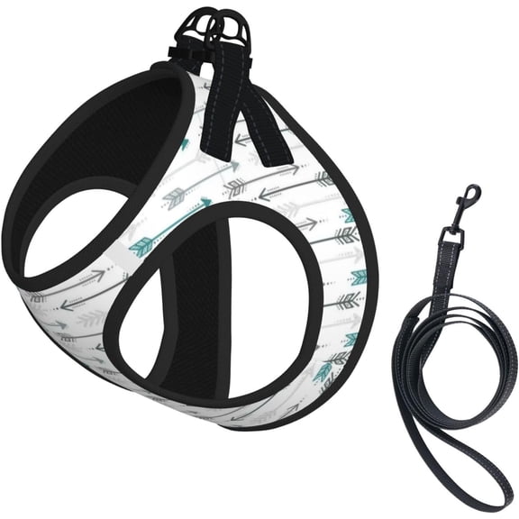 Breast Cancer Awareness No Pull Dog Harness and Leash Set, Cute Reflective Adjustable Vest for Small Dogs,Breathable Mesh Puppy Harness for Walking Hiking,Small