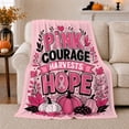 thumbnail image 1 of Breast Cancer Awareness Pumpkin, Festive autumn celebration Scene, Warm Flannel Blanket for Living Room and Reading Nook with Detailed Artwork, Art Lovers autumn celebration Gift, Festive Home Decor, 1 of 9