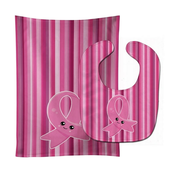 Breast Cancer Awareness Ribbon Face Baby Bib and Burp Cloth