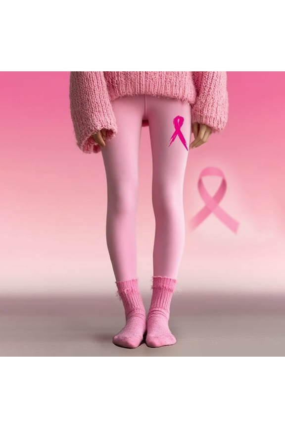 Breast Cancer Awareness Ribbon Leggings for Women, Workout Yoga Pants with Supportive Four-Way Stretch, Comfortable Nylon Spandex Blend Fitness Tights for Yoga, Gym, and Daily Activities Hot Pink XXL