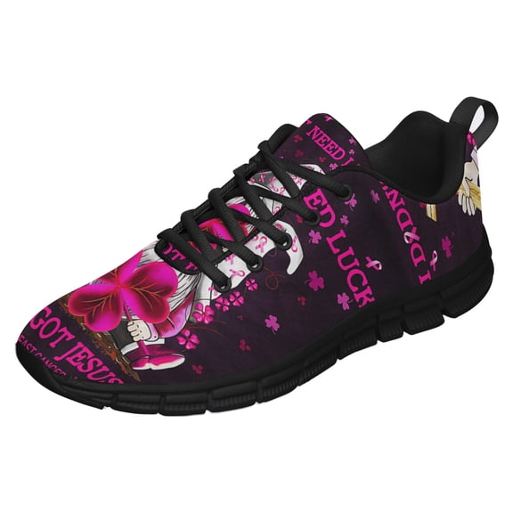 Breast Cancer Awareness Running Shoes Sneakers Mesh Black Size 12