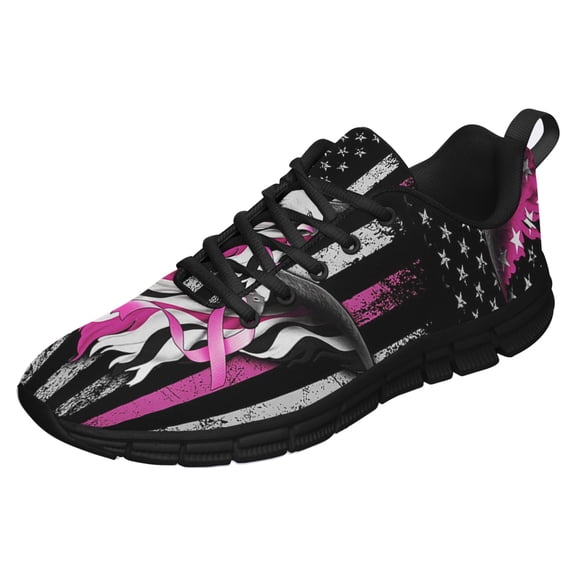 Breast Cancer Awareness Running Shoes Sneakers Mesh Black Size 5