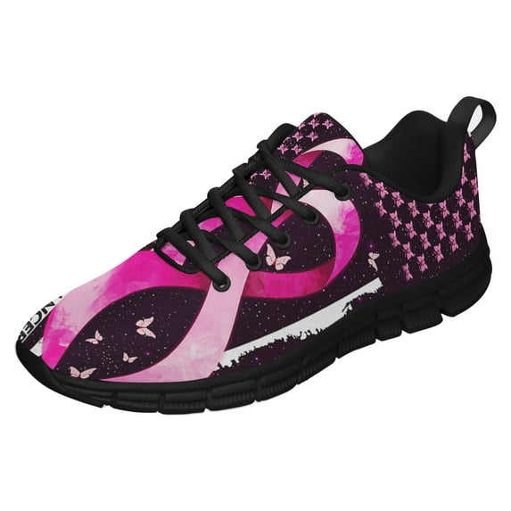 Breast Cancer Awareness Running Shoes Sneakers Mesh Black Size 7.5