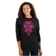 thumbnail image 1 of Breast Cancer Awareness Save Second Women Plus Size Long Sleeve Graphic Tee Brisco Brands 2X, 1 of 5