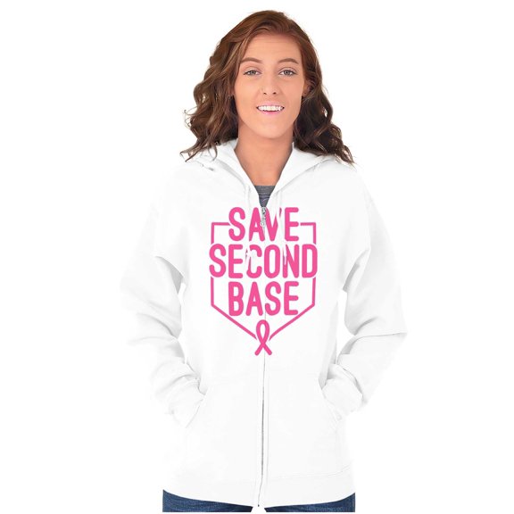 Breast Cancer Awareness Save Second Womens Plus Size Graphic Zipper Hoodie Brisco Brands 5X