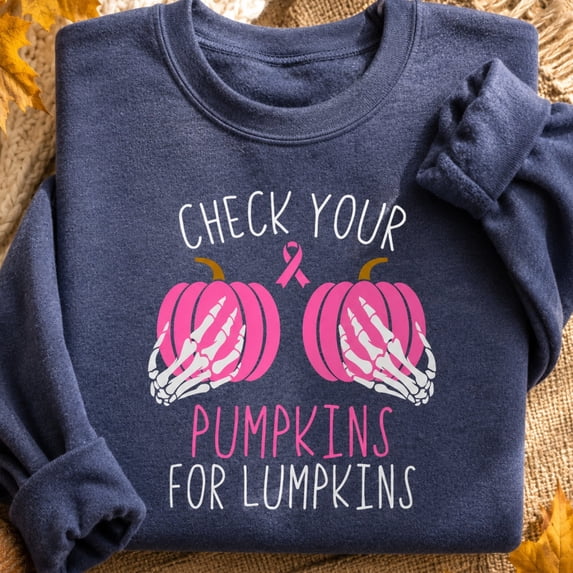 Breast Cancer Awareness Shirt, Check Your Pumpkins Sweatshirt, Pink Ribbon Halloween Hoodie and T-Shirt, October Support Gift for Women