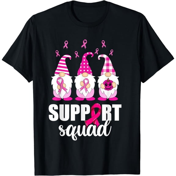 Breast Cancer Awareness Shirt For Women Gnomes Support Squad T-Shirt