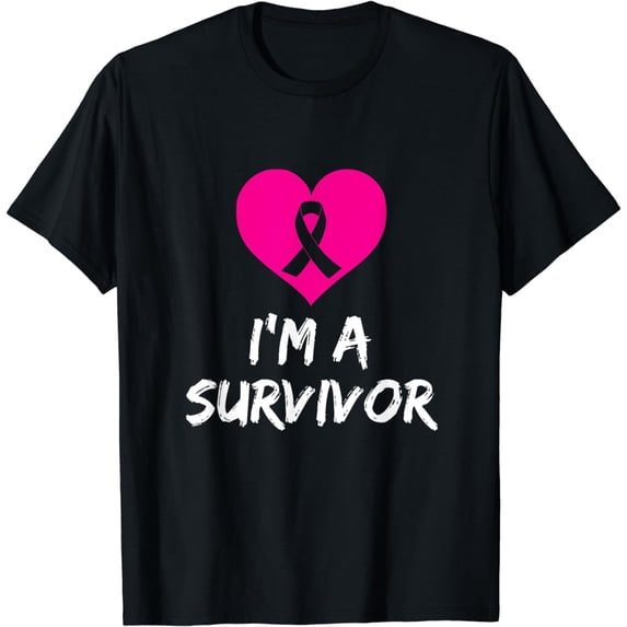 Breast Cancer Awareness Shirt I'm A Survivor Pink Heart Tee T-Shirt