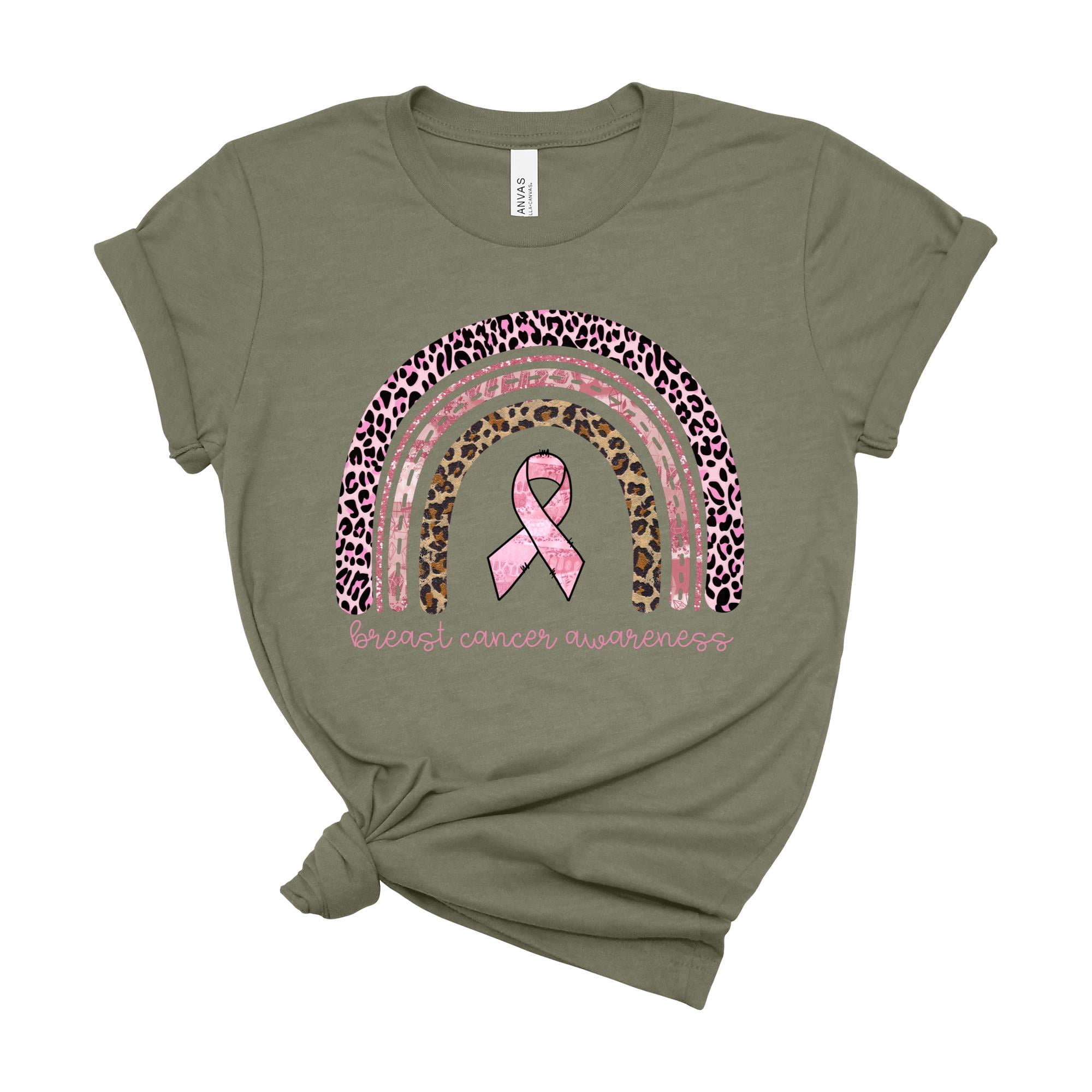 Breast Cancer Awareness Shirt Pink Ribbon Leopard Tee Women - Walmart.com