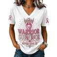 thumbnail image 1 of Breast Cancer Awareness Shirts For Women Pink Ribbon V-Neck Short Sleeve Tops Angel Wing Pink Ribbon Graphic Breast Cancer Survivor Print Support Tee, 1 of 4