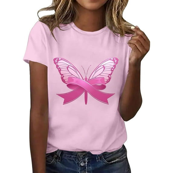Breast Cancer Awareness Shirts for Women Pink Ribbon Print Spread The ...