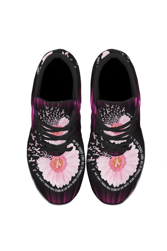 Breast Cancer Awareness Shoes Sneakers for Women Men Black Size 8