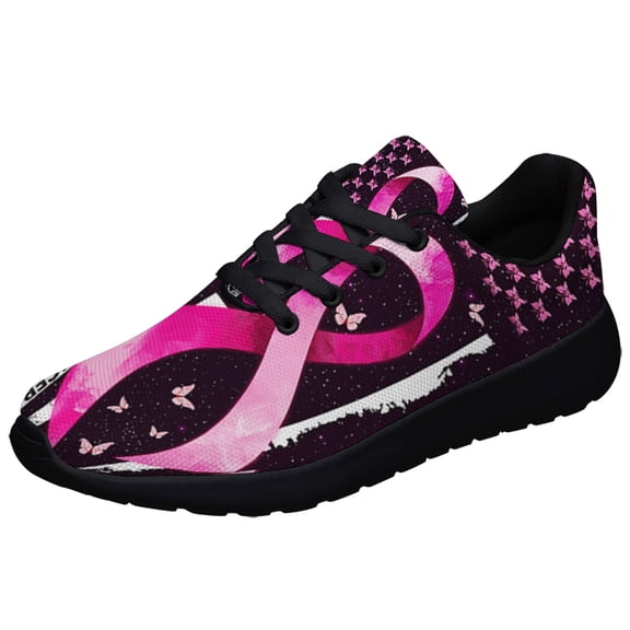 Breast Cancer Awareness Shoes Sneakers for Women Men Black Size 9.5