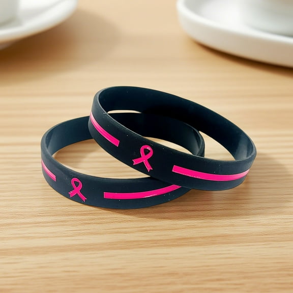 Breast Cancer Awareness Silicone Wristband Pink Ribbon Women's Health Support Bracelet with Inspirational Message
