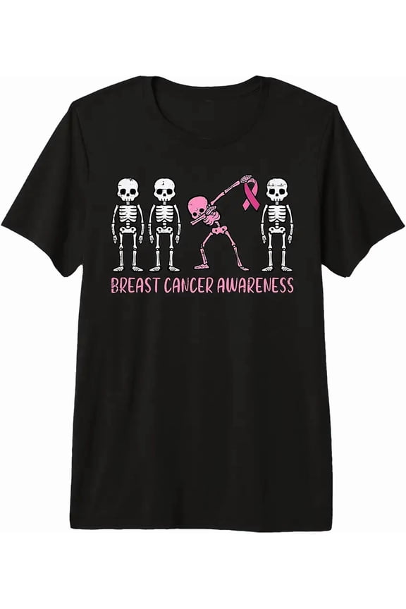 Breast Cancer Awareness Skeleton Dab Support Women Men Premium Tri-Blend T-Shirt