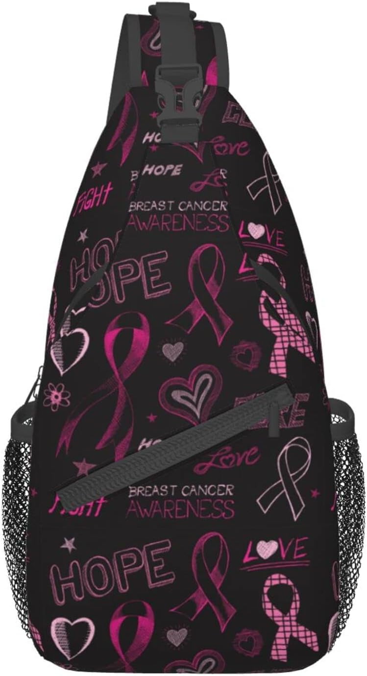 Breast Cancer Awareness Sling Bag Crossbody Hiking Travel Chest Bags Backpack Shoulder Daypack for Women Men