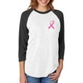 thumbnail image 1 of Breast Cancer Awareness Small Pink Ribbon 3/4 Women Sleeve Baseball Jersey Shirt Large black/white, 1 of 5