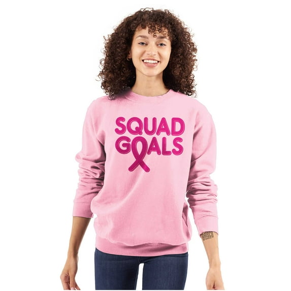 Breast Cancer Awareness Squad Goals Women Crewneck Sweatshirt Brisco Brands M