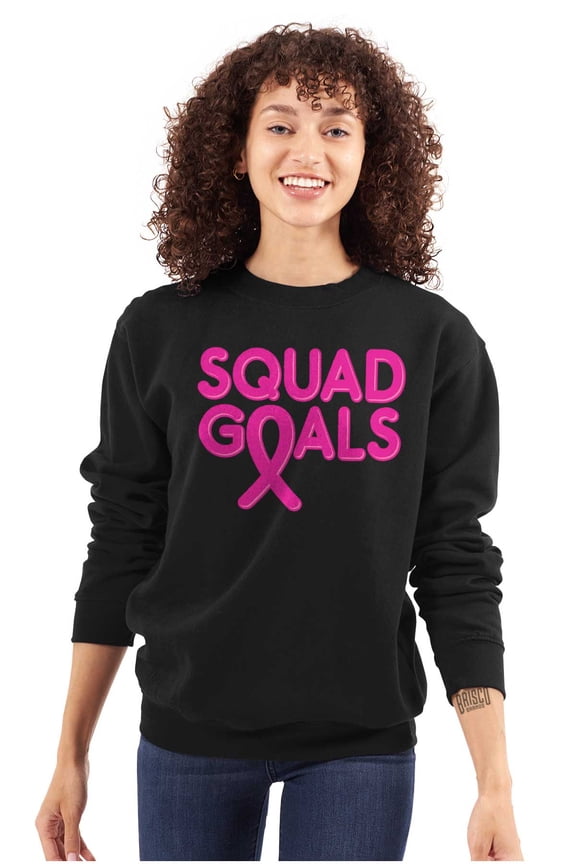 Breast Cancer Awareness Squad Goals Women Crewneck Sweatshirt Brisco Brands X