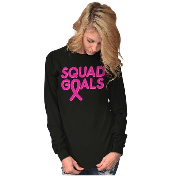 Breast Cancer Awareness Squad Goals Women's Long Sleeve T Shirt Brisco Brands M