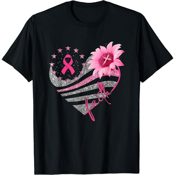 Breast Cancer Awareness Sun flower faith bling bling T-Shirt
