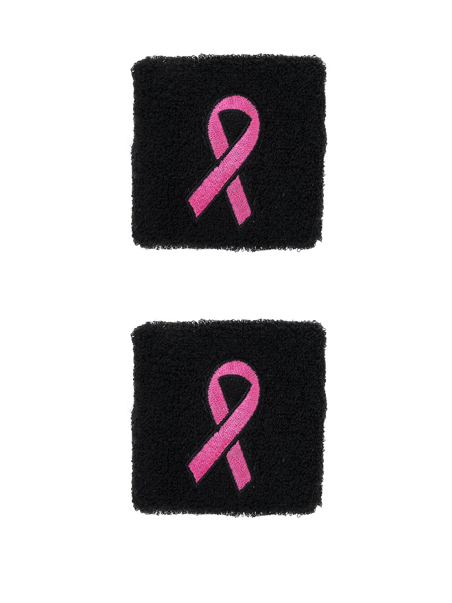 Breast Cancer Awareness Sweat Bands, 2 Pieces, Black