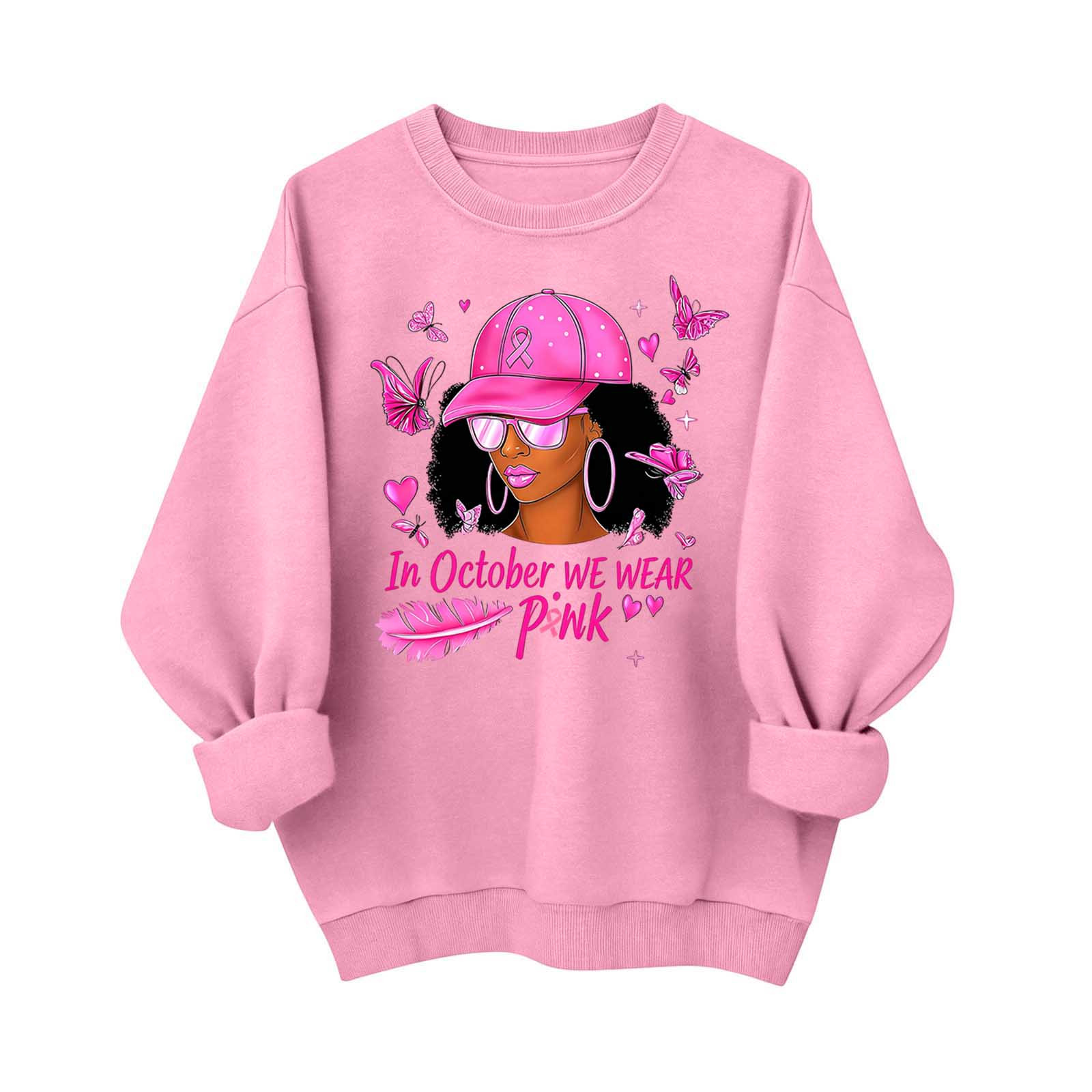 Breast Cancer Awareness Sweatshirt Women Funny Long Sleeve Pullover Shirts: What Stands Out on Walmart