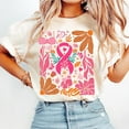 thumbnail image 1 of Breast Cancer Awareness T-Shirt, Boho Floral Breast Cancer Shirt, In October We Wear Pink Shirt, Awareness Ribbon Shirt, Coquette Pink Ribbon Shirt, 1 of 5
