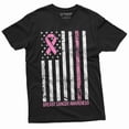 thumbnail image 1 of Breast Cancer Awareness T-Shirt Cancer Ribbon Usa Flag Awareness Day Tshirt (3X-Large Black), 1 of 5