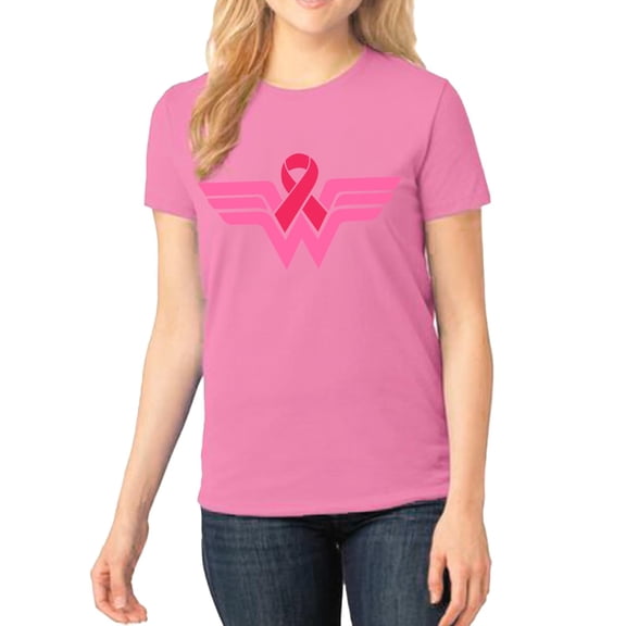 Breast Cancer Awareness T-Shirt for Women – Pink Ribbon Warrior Tee – Light Pink Small