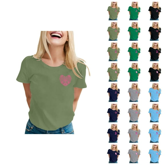 Cancer Awareness T Shirts for Women 2025 Short Sleeve Crewneck Graphic Tshirt Womens T Shirts