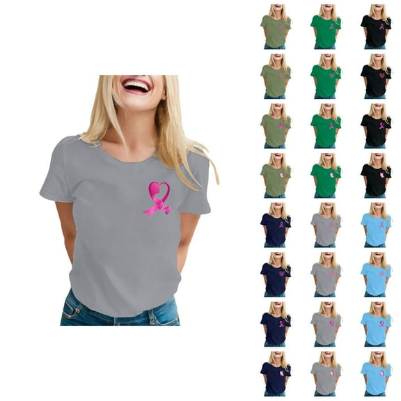 Cancer Awareness T Shirts for Women 2025 Short Sleeve Crewneck Graphic Tshirt Womens T Shirts