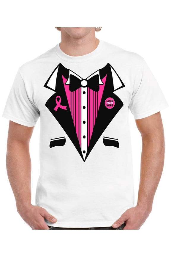 Breast Cancer Awareness T-shirt for Men - Cancer Tuxedo Tee Support