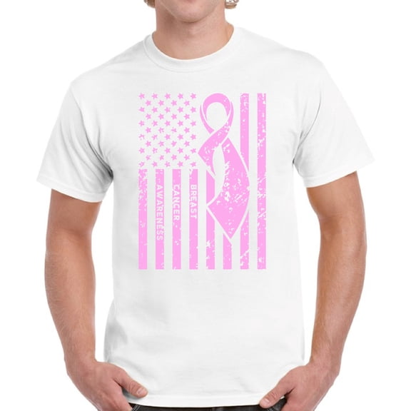 Breast Cancer Awareness TShirt for Men Awareness Mens T-Shirt - S M L XL 2XL 3XL 4XL 5XL Graphic Tee - Pink Ribbon Gift Top Shirt for Him
