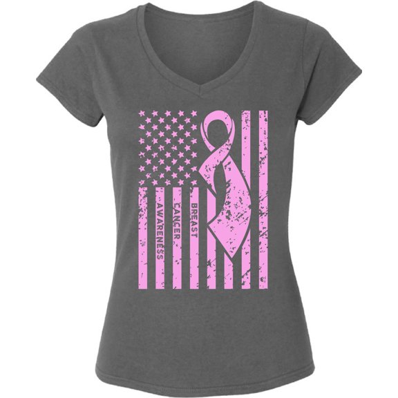 Breast Cancer Awareness TShirt for Women Awareness Ladies V-Neck T-Shirt - S M L XL 2XL Graphic Tee - Pink Ribbon Women Gift Shirt