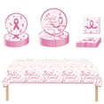 thumbnail image 1 of Breast Cancer Awareness Table Cloth,Plates and Napkins Pink Ribbon Breast Cancer Awareness Month Tableware Set Pink Breast Cancer Ribbon Survivor Party Supplies Breast Cancer Decorations for Party, 1 of 9