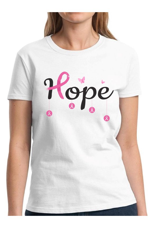 Breast Cancer Awareness Tee for Women - Cancer Shirt for October Month Hope Ribbon Support