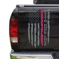 thumbnail image 1 of Breast Cancer Awareness Thin Pink Line Flag Faith Hope Love Distressed American USA US Flag Truck Tailgate Vinyl Decal - Compatible with most Pickup Trucks (11" x 20", Gray & Pink), 1 of 8
