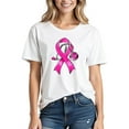 thumbnail image 1 of Breast Cancer Awareness Tops for Women Cute Short Sleeve Pink Ribbon Print Shirts Causal Crewneck Tshirt Blouse, 1 of 3